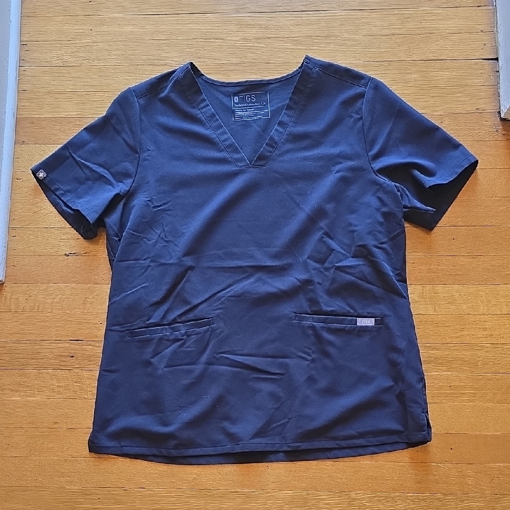 Figs, Technical Collection Short Sleeve V-Neck Scrub Top, Navy, Women's XL